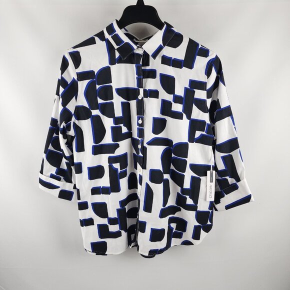 Chico's Tops - Chicos Shirt Womens 16 Multi Geometric 3/4 Sleeve Blockade Button Up NWT
